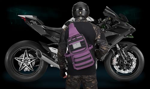 Tactical Sling Crossbody Bag Holster Shoulder Backpack 15L Water Bottle Holder Radio Pouch 6 Elastic Slots for Men Women Hiking Hunting Shooting - color: Purple Deep