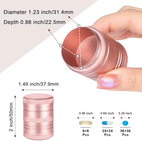Metal Pill Box Pill Case 2 Times a Day - Daily Pill Container Portable Travel Medicine Holder for Pocket Purse Medicine Organizer for Vitamin/Fish Oil/Supplements - color: Pink, size: Medium-Short