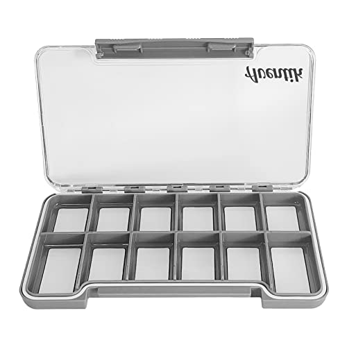 Waterproof Fly Fishing Box Slim Fishing Storage Fishing Tackle Case Multi Magnetic Compartments Tackle Box 7.36"X4.02"X0.63" (187X102X16mm)(Grey-12C) - color: Grey-12C