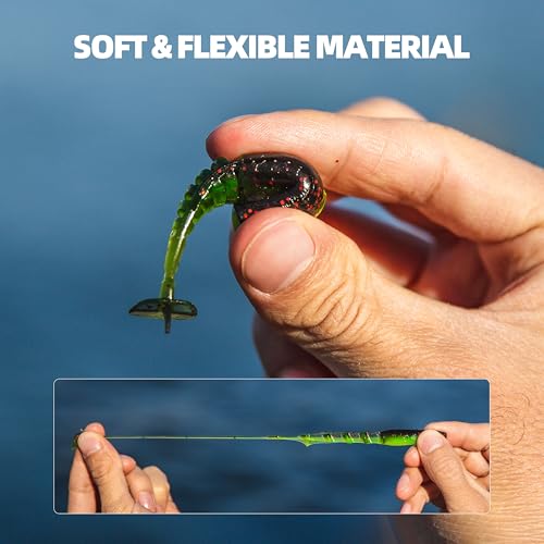 30pcs Soft Plastic Swimbaits with Paddle Tail, T-Tail Fishing Lures for Vertical Jigging and Casting, Freshwater Swimbaits for Bass, Trout, Walleye & Crappie - color: Multi-Jointed Flex, 2.5''