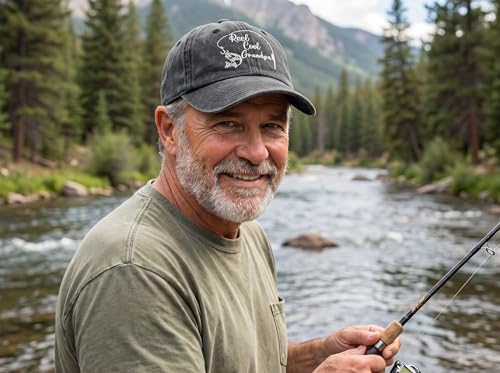 Fishing Baseball Cap for Men Women, Adjustable Embroidered Hat | Fishing Gear, Outdoor Adventure Design, Precision Embroidery Craft, One Size Adjustable Fit - color: Grandpa (Washed Black)