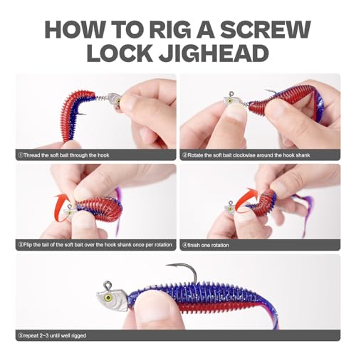 15-Pack Screw Lock Swimbait Jig Heads – 3D Chartreuse Eyes 1/8 3/16 1/4 3/8 1/2 oz, 3/0 & 4/0 Fishing Hooks - color: Raw, size: Assorted - 15Pack