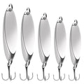 Fishing Lures Spoons, Trout Lures 5pcs/30pcs Hard Metal Spinner Bass Baits 5 Sizes Casting Spoon Hooks for Salmon Bass in 1/5oz 1/4oz 3/8oz 1/2oz 3/4oz - color: 5PCS-7g/10g/14g/18g/21g