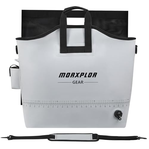 MORXPLOR Fish Bag Heavy Duty Tournament Fishing Weigh in Bag 26x23 19x34 inches - color: 23inch light grey with mesh bag