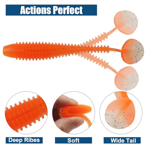 Paddle Tail Swimbaits, 2.5 inch/3inch Soft Lures Fishing Trout Crappie Bass for Freshwater and Saltwater 75PCS/60PCS - color: Orange, size: 2.5 inch, 75 PCs
