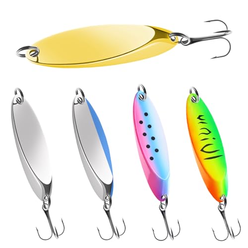Fishing Lures Fishing Spoons, 5pcs/25pcs/30pcs/50pcs Trout Lures Bass Lures Hard Metal Spinner Baits for Salmon Bass Trout - color: 5PCS-7g