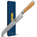 HOSHANHO Bread Knife 8 Inch, Damascus Steel Bread Kitchen Knife with Ergonomic Olive Wood Handle, Professional Ultra-Sharp Serrated Knife for Homemade Bread, Sourdough Bread Cutting - style: 8.1 Inch Bread Knife