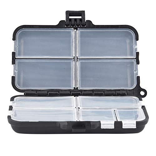 Pissente Fishing Tackle Box, Double Sided 9-Compartment Storage Case with Clear Lids for Lures Hooks Weights, Small Portable Tackle Organizer for Anglers