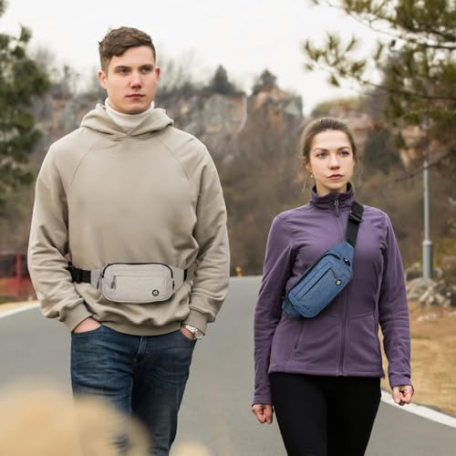 WATERFLY Fanny Pack Waist Bag: Small Hip Pouch Bum Bag Fannie Pack Phanny Fannypack Waistpack Bumbag Beltbag Sport Slim Fashionable for Jogging Hiking Hiker Woman Man - color: Blue Leaves