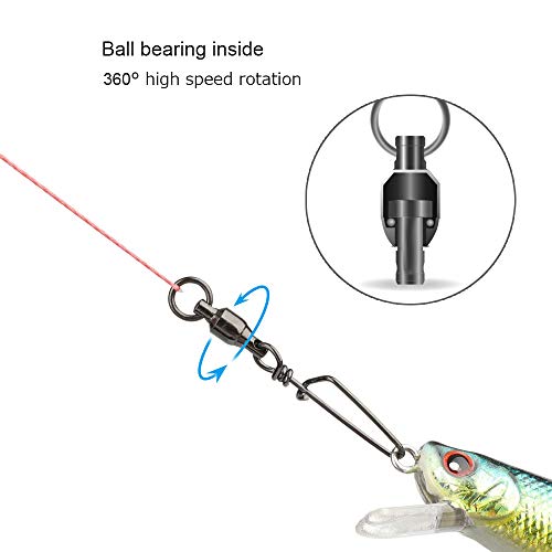Snap Fishing Swivels Ball Bearing Black Nickel Ball Bearing Swivels Saltwater Heavy Duty Barrel Swivels for Freshwater Saltwater Fishing - size: Size 9+9 (400lb) 20 Pcs