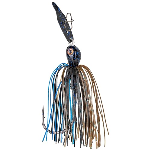 Strike King Thunder Cricket Fishing Lure, Vibrating Swim Jig, Silver Blade, 4/0 Jungle-Style Flipping Hook - color: Bruiser, size: 1/2 oz