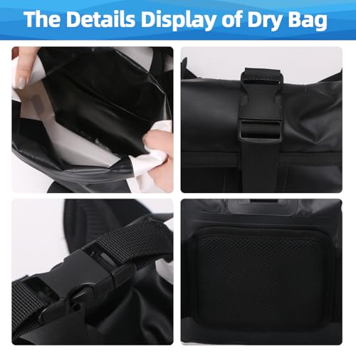 Waterproof Fanny Pack, Floating Dry Bag Pouch with Adjustable Waist Strap Large Capacity, Waterproof Waist Bag for Kayaking Boating Fishing Cycling Beach (Black)
