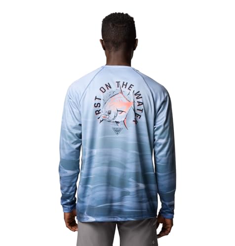 Columbia Men's Super Terminal Tackle PFG Fade Long Sleeve - color: Collegiate Navy/Obsidian Fotw Permit, size: X-Large