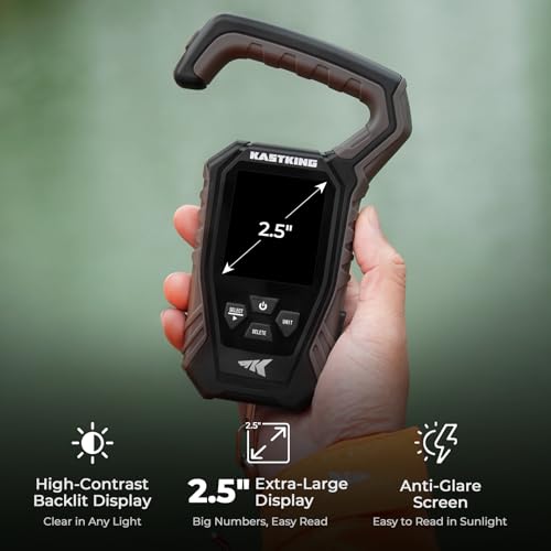KastKing Weighmaster Mechanical-Digital Fishing Scale with Lip Gripper, 120 lb Capacity, 2.5" Backlit Display, High-Precision Sensor, 9 Weight Memory, Temperature Detection, IPX6 Waterproof - style: C: Black Combo