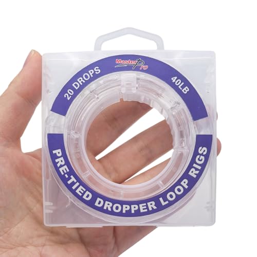 MASTERPRO Pre-Tied Dropper Loop Rigs, Fishing Line Spool 10LB 15LB 20LB 30LB 40LB 50LB 60LB 80LB 100LB, Suitable for Saltwater Freshwater Fishing - size: small bobbin-15LB