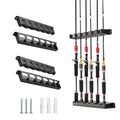 2 Packs Fishing Rod Holder for Garage Vertical Wall-Mounted Stores 12 Rods or Combos Fits Most Rod Diameters (Vertical Black, 2 Pair 12 Rods) - color: Black 2 pairs