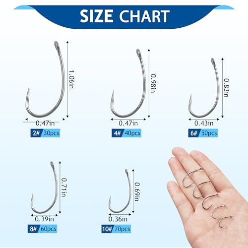 Barbless Fishing Hooks, 50/150pcs Carp Fishing Hooks Trout Hooks Circle Hooks Curve Shank Crank Fly Tying Hooks Carp Hair Fishing Bait Rigs for Freshwater Saltwater Fishing - size: 6#_50pcs
