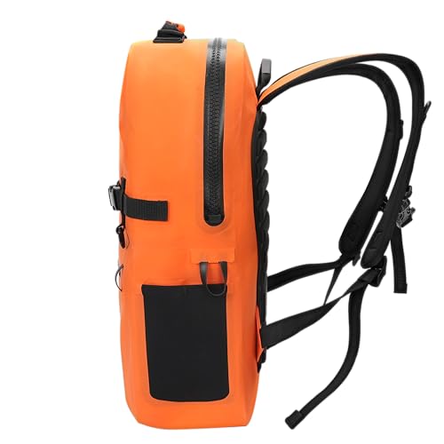 Breakwater Supply™ Fogland Waterproof IP68 Submersible Backpack | Laptop Sleeve & Airtight Zippers for Outdoors, Travel, Boating, Kayaking, Commute, Floating Dry Bag, Unisex, TPU (Safety Orange, 25L) - color: Safety Orange, size: 25L