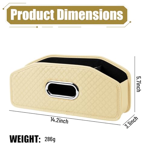 Car Seat Back Organizer, 4-in-1 Backseat Headrest Storage Box with 2 Cup Holder Hooks Tissue Box, Multifunctional Seat Back Storage Organizer for Hold Phones Drinks Bags, Universal Fit (Beige) - color: Beige