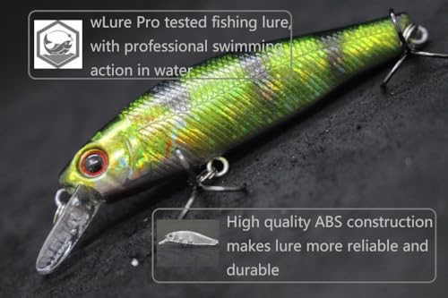 Minnow Crankbait for Bass Fishing Bass Lure Jerkbait Fishing Lures and Tackle Box - color: HM606KB