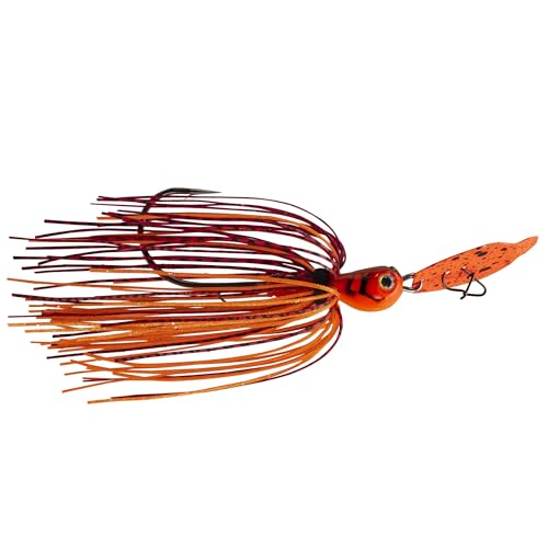 Strike King Thunder Cricket Fishing Lure, Vibrating Swim Jig, Silver Blade, 4/0 Jungle-Style Flipping Hook - color: Fire Craw, size: 3/8 oz