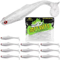 LUCKYFISHING Paddle Tail Swimbaits Soft Plastic Swimbaits Soft Baits for Bass Fishing Trout Crappie Walleye Freshwater Saltwater 10/16/20 PCS Soft Plastic Baits 4/3.5/3/2.5 Inch - color: White, size: 4 inch-10pcs