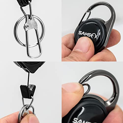 SAMSFX Fly Fishing Zinger Retractor for Anglers Vest Pack Tool Gear Assortment Combo 3pcs in Pack - color: Carabiner Retractors, 24" Nylon Cord