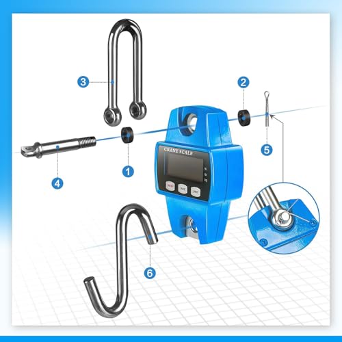 Digital Hanging Scale, 1100lb/500kg Crane Scale, Small Crane Scale with LCD Display and Hooks, Aluminum Alloy Body for Hunting, Outdoor, Fishing, Farm (Blue) - color: Blue-1100lb