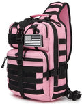 Tactical Sling Pack Big Crossbody Backpack Over Shoulder Bag Military for Men Hiking Outdoor Sport Gym - color: Pink