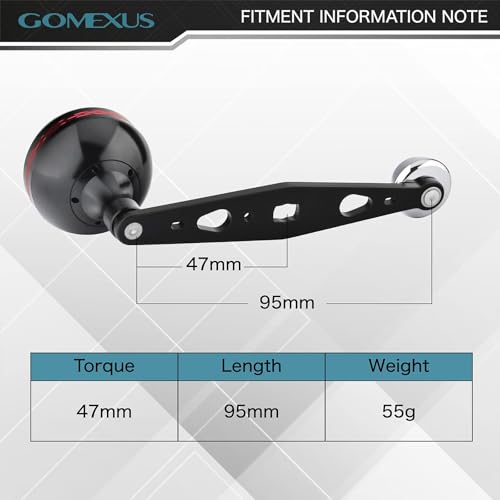 GOMEXUS Power Handle for Abu Garcia Ambassadeur C3/C4/S/SX 5000-7000 Round Fishing Reels Catfish Special Crank - color: For Abu 5000-6500 Red