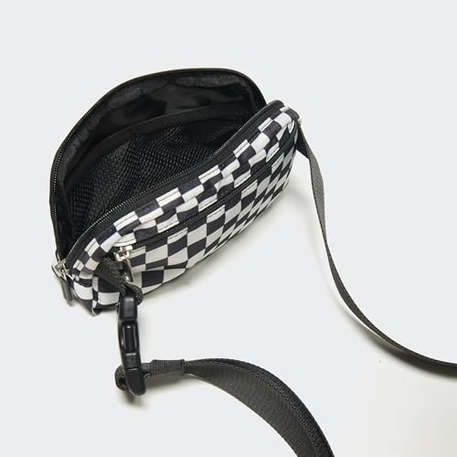 Pander Two Way Zipper Fanny Pack Nylon Everywhere Belt Bag for Women, Water Repellent Waist Packs, Crossbody Bags with Adjustable Strap (Checkered Black) - color: Checkered Black