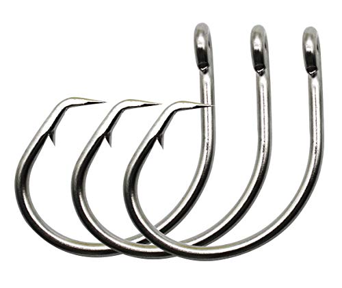 Fishing Hooks Saltwater Fishing Tuna Circle Hooks 2X Extra Strong Stainless Steel Big Game Fishing Hooks for Tuna Swordfish Shark - size: 6/0-25pcs