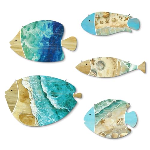 Putuo Decor Fish Wall Decor Set Ocean Theme Coastal Wall Art For Living Room Bedroom Bathroom Beach House Nautical Home Decoration - color: Fish