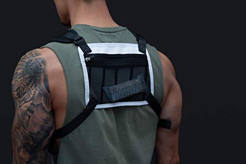 MVRK Water Resistant Running Vest Chest Pack, Phone Holder for Running, Lightweight Training Pack with Reflective Detail - color: White