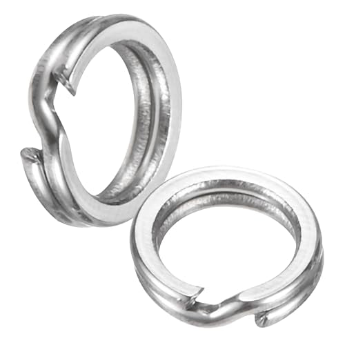 Split Rings Fishing [] - Stainless Steel Flattened Terminal Tackle Connector Lure Snap Split Ring Use for Freshwater Saltwater Loop - [] Tackle Hook Line Connector - size: 4# 28kg