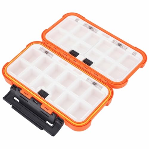 24-Slot Water proof Fishing Tackle Box - Compact ABS Lure Organizer with Adjustable Dividers for Baits & Hooks,16x9x4.5cm(Orange)