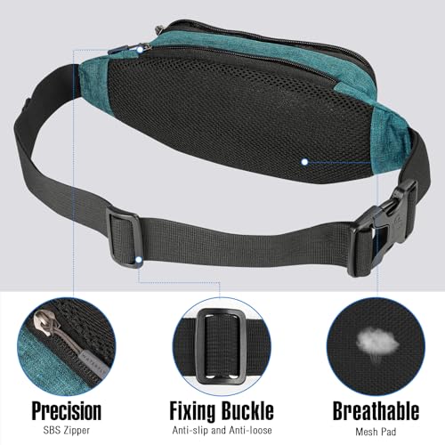 WATERFLY Fanny Pack Waist Bag: Small Hip Pouch Bum Bag Fannie Pack Phanny Fannypack Waistpack Bumbag Beltbag Sport Slim Fashionable for Jogging Hiking Hiker Woman Man - color: Green