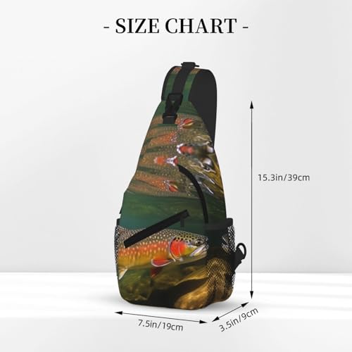 Brook Trout Fly Fishing Sling Bag For Women Men Travel Hiking Backpack Crossbody Shoulder Chest Bags Casual Daypack