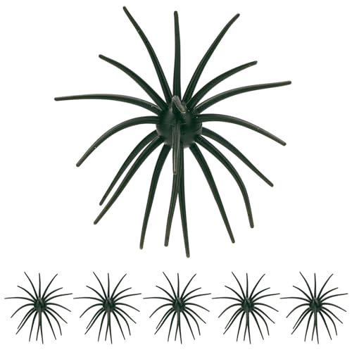 QualyQualy Urchin Bait for Bass Fishing, Floating TPE Creature Lures - 2.5'' / 3.6''/ 4'' /5.1'' Multi-Tentacle Soft Plastic Bait for Bass, Walleye, Pike - color: #02 Green Pumpkin, size: L-6pcs