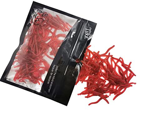 1.6in/3.3/3.9in Fishing Soft Lure Trout Worm Earthworm Bait Lifelike Fake Bloodworm Grub Worm Soft Fishing Lure Baits - color: Red (200pcs/pack), size: 1.6inch