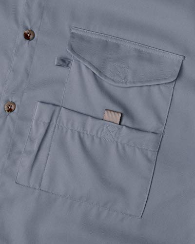 Alimens & Gentle Short Sleeve Fishing Shirt Wicking Fabric Sun Protection Casual Button Down Shirts - color: Grey, size: 5X-Large