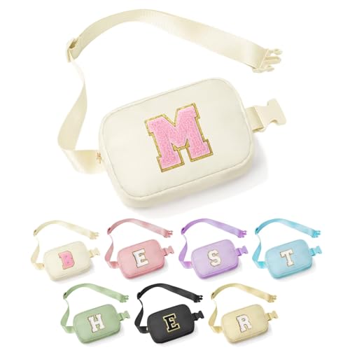 YOOLIFE Initial Crossbody Bag Girls Purse Belt Bag Fanny Pack - Birthday Gifts for 3 4 5 6 7 8 9 10 Year Old Girls Kids, Gifts for Girl Kids Daughter, Beige M - color: Beige, style: M