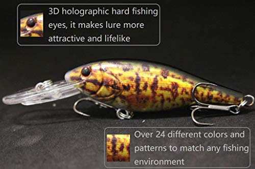 Minnow Crankbait for Bass Fishing Bass Lure Jerkbait Fishing Lures and Tackle Box - color: HC187KB