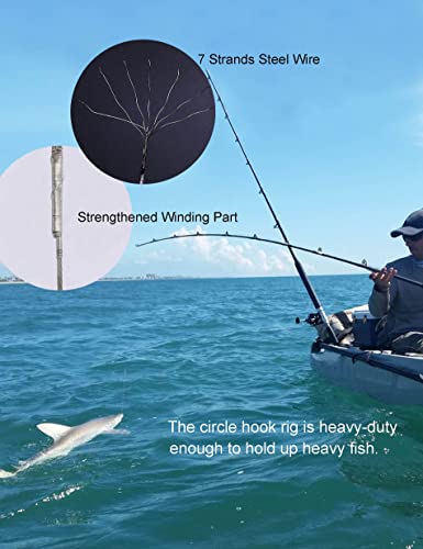 Circle Hooks Rigs Saltwater Steel Leader Wire, 25pcs Heavy Duty Circle Hook with Leader Wire Bass Catfish Fishing Lure Rig - size: 6/0