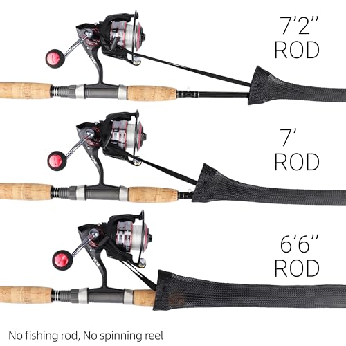 RUNCL Fishing Rod Sleeves & Reel Bags, Spinning/Casting Rod Socks & Spinning/Baitcasting Reel Covers - Protection Solution, Space Saver, Perfect Storage - Fishing Pole Sleeves & Reel Pouch (2 Pack) - color: Spinning Rod Sleeves*2pcs+Reel Bags*2pcs,(Black)