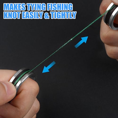 OROOTL Fishing Line Ring Knot Tying Tool, 2pcs Fishing Knot Tying Tool Alloy Line Dragger Tightener Ring FG GT Knot Puller PE Fishing Line Knotting Device Accessories for Saltwater Freshwater - color: Silver-2pcs