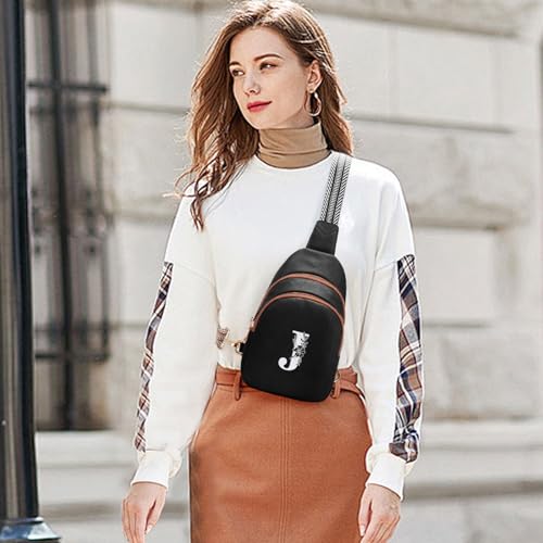 Viverte Crossbody Bags for Women Initial Sling Bag Cross Body Fanny Packs Personalized Gifts for Mom Women Wife - color: Black with Brown, style: J