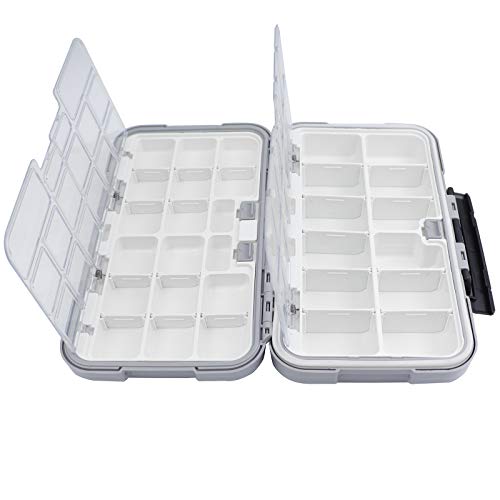 Fishing Tackle Box, Floating Storage Box, Double-Sided Lure Box with Adjustable Dividers Organizer Making Kit Container - color: Light Grey (Size: 7.8" L x 4.2" W x 1.8" H)