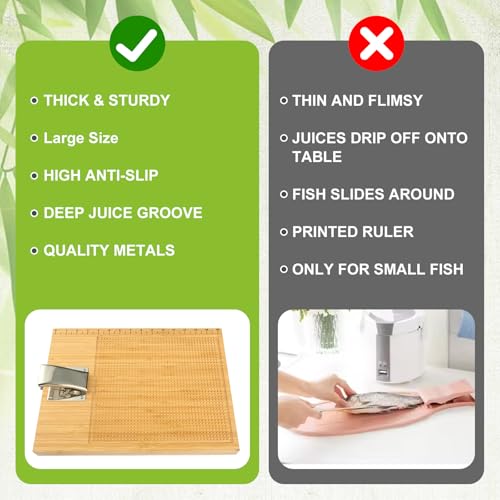 Foldable Fish Cleaning Board with Clamp - Extra Large 32"x 12"Fish Cutting Board - Non-Slip Surface, Portable Fish Measuring Board - Ideal Gift for Anglers and Outdoor Enthusiasts