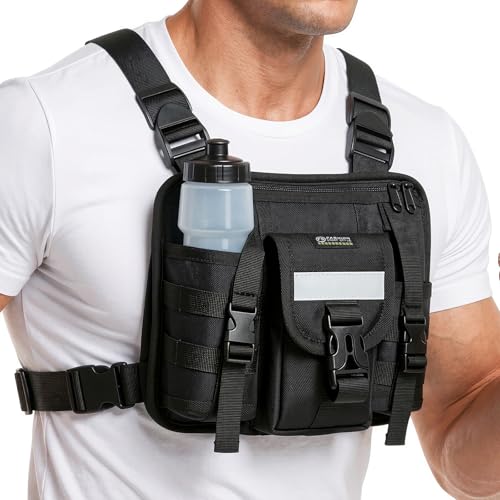 Sports Chest Pack for Men Women, Running Vest Bag Reflective Gear, Tactical Vest, for Cycling Hiking Skiing Camping Fishing Gym Workouts Dog Walking